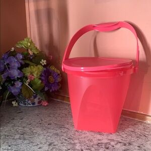 Vibrant Pink Plastic Bucket with Handle